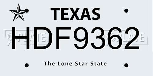 HDF9362 Texas License Plate