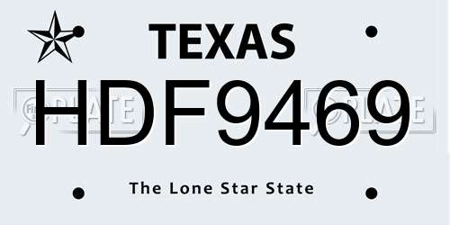 HDF9469 Texas License Plate