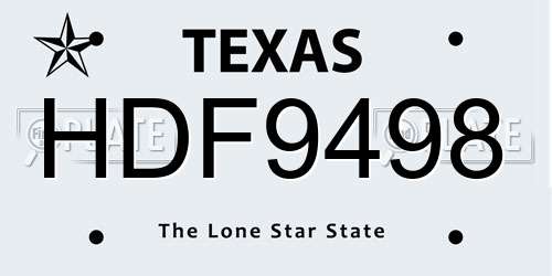 HDF9498 Texas License Plate