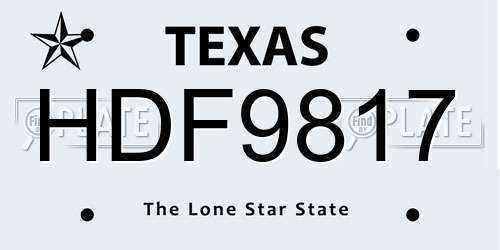 HDF9817 Texas License Plate