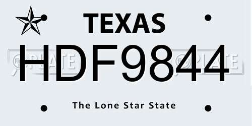 HDF9844 Texas License Plate