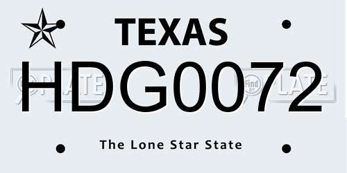 HDG0072 Texas License Plate
