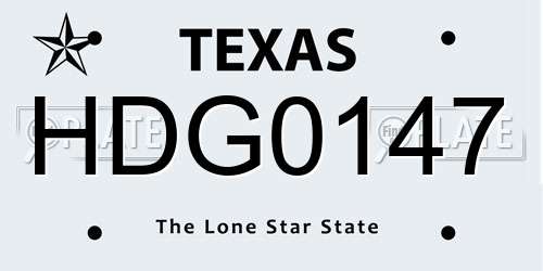 HDG0147 Texas License Plate