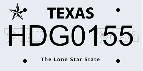 HDG0155 Texas License Plate