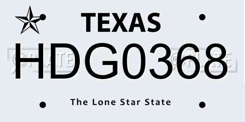 HDG0368 Texas License Plate