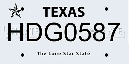 HDG0587 Texas License Plate