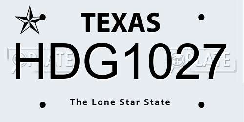 HDG1027 Texas License Plate