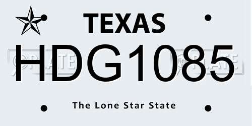 HDG1085 Texas License Plate