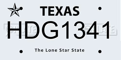 HDG1341 Texas License Plate