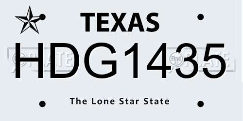 HDG1435 Texas License Plate