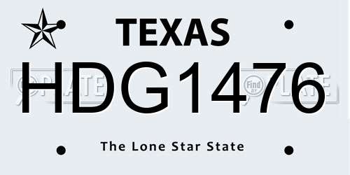 HDG1476 Texas License Plate