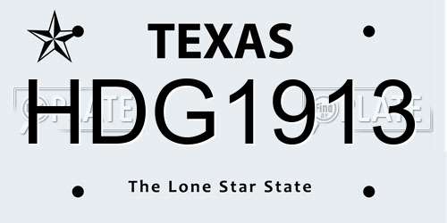 HDG1913 Texas License Plate