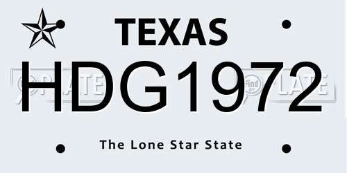 HDG1972 Texas License Plate