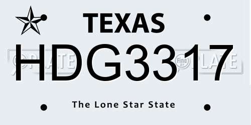 HDG3317 Texas License Plate