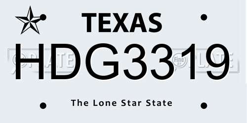 HDG3319 Texas License Plate