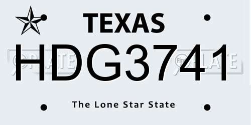 HDG3741 Texas License Plate