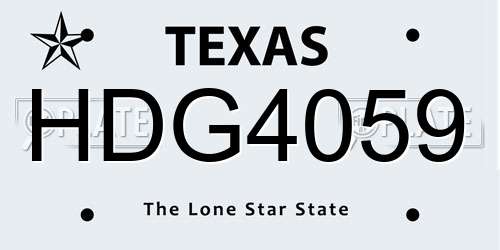 HDG4059 Texas License Plate