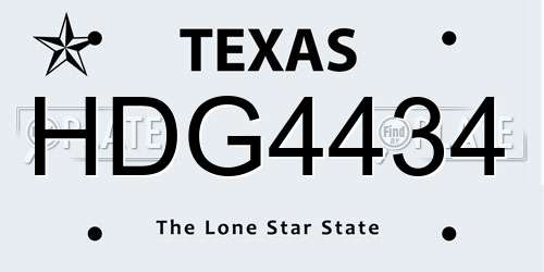 HDG4434 Texas License Plate