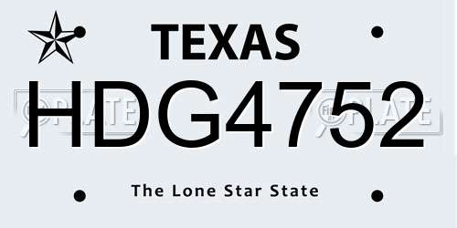 HDG4752 Texas License Plate