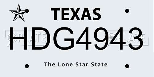 HDG4943 Texas License Plate