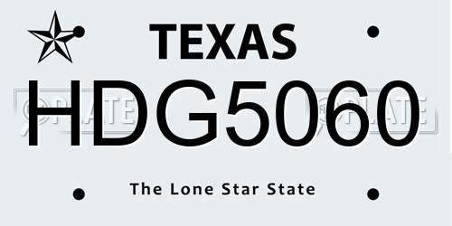 HDG5060 Texas License Plate