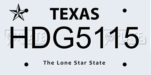HDG5115 Texas License Plate