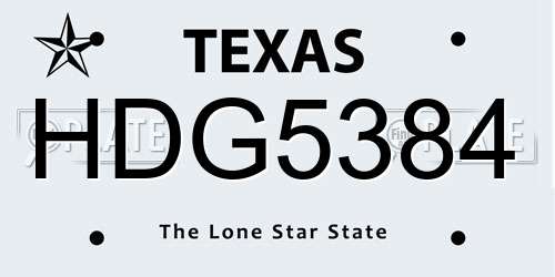 HDG5384 Texas License Plate