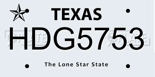 HDG5753 Texas License Plate