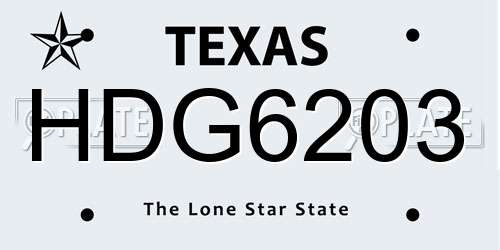 HDG6203 Texas License Plate