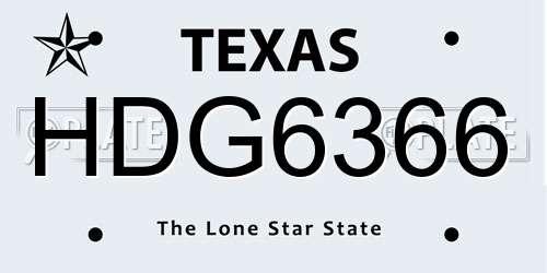 HDG6366 Texas License Plate