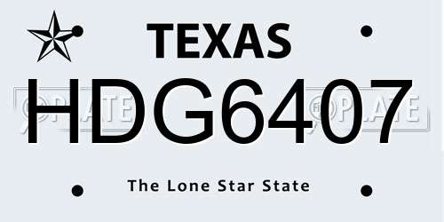 HDG6407 Texas License Plate