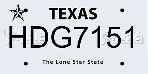 HDG7151 Texas License Plate