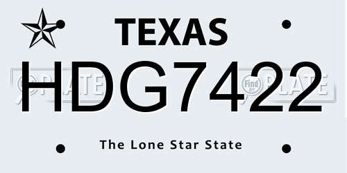 HDG7422 Texas License Plate