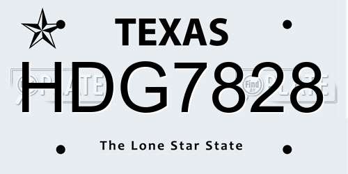 HDG7828 Texas License Plate