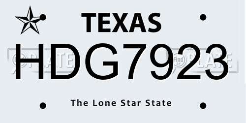 HDG7923 Texas License Plate