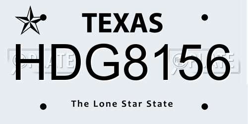 HDG8156 Texas License Plate