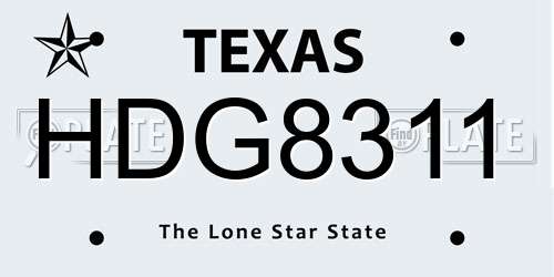 HDG8311 Texas License Plate