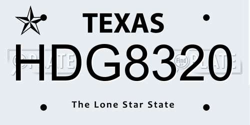HDG8320 Texas License Plate