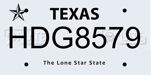 HDG8579 Texas License Plate
