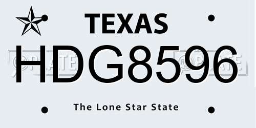 HDG8596 Texas License Plate