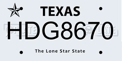 HDG8670 Texas License Plate