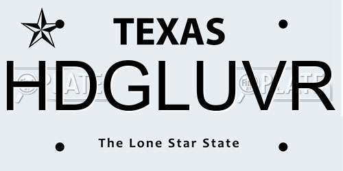 HDGLUVR Texas License Plate