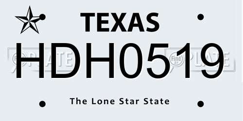 HDH0519 Texas License Plate