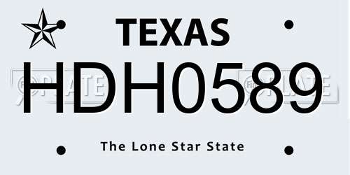 HDH0589 Texas License Plate