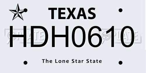 HDH0610 Texas License Plate