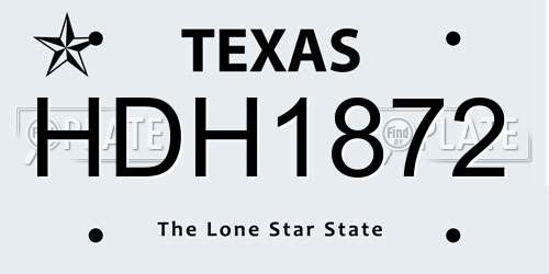 HDH1872 Texas License Plate
