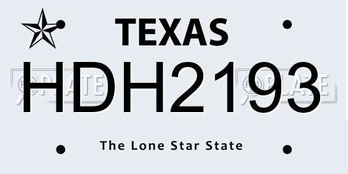 HDH2193 Texas License Plate