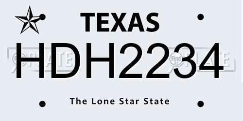 HDH2234 Texas License Plate