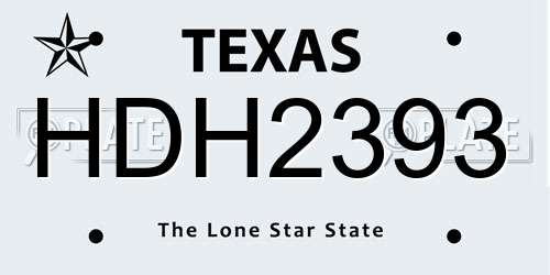 HDH2393 Texas License Plate