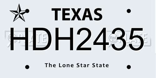 HDH2435 Texas License Plate